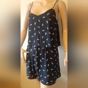 Everly Women's Small Navy/White Horse Layered Dress